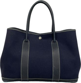 Herm&egrave;s Navy Toile Officier Tote Bag (Pre-Owned)