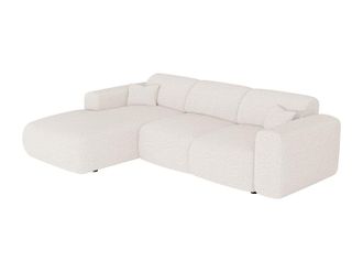 Vente-Unique Gran sof&aacute; cama rinconera izquierda en tela boucl&eacute; blanco POGNI de Maison C&eacute;phy