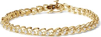 House of Brilliance 925 Sterling Silver 1.00 Cttw Diamond C-Shaped Link Bracelet