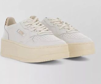 Autry leather leopard-print heel low-top sneakers