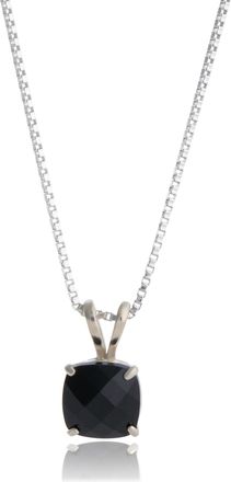 MAX + STONE 925 Sterling Silver 6mm Cushion Cut Gemstone Birthstone Pendant Necklace
