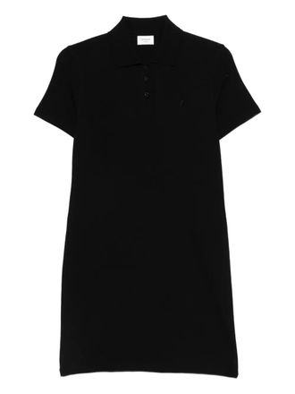 Saint Laurent polo-collar mini dress - Zwart