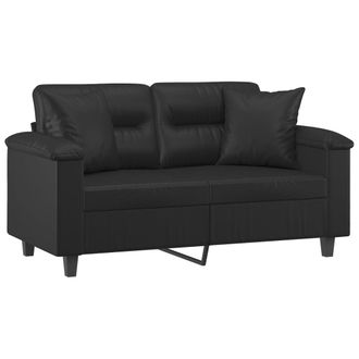 vidaXL Sof&aacute; De 2 Plazas Con Cojines Cuero Sint&eacute;tico Negro 120 Cm Vidaxl