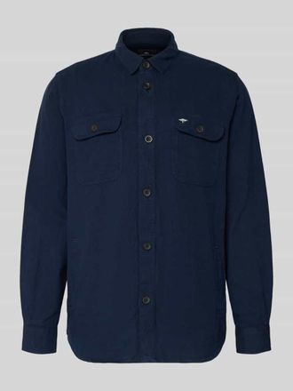 Fynch-Hatton Fynch-Hatton Regular Fit Hemdjacke aus Leinen-Baumwoll-Mix mit Kentkragen in Marine, Gr&ouml;&szlig;e 3XL
