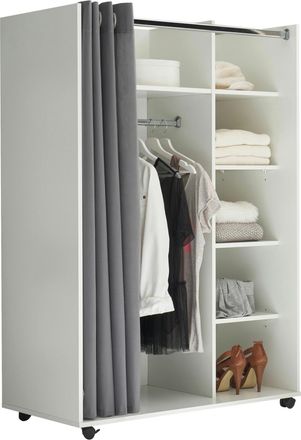 MID.YOU Mid.you Offener Kleiderschrank, Grau, Weiß, Holzwerkstoff, 5 Fächer, 100x145x50 cm, Blauer Engel, BQ - Bündnis für Qualität, Made in Germany, Waschküc