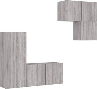 vidaXL Muebles De Tv De Pared 4 Pzas Madera De Ingenier&iacute;a Gris Sonoma Vidaxl
