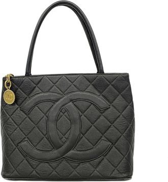 Chanel Black Grained Calfskin Tote Bag (Pre-Owned)