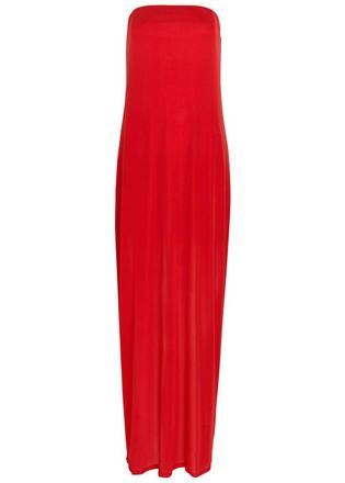 Staud Liliana Strapless Stretch-mesh Maxi Dress - Red - S (UK8-10 / S)