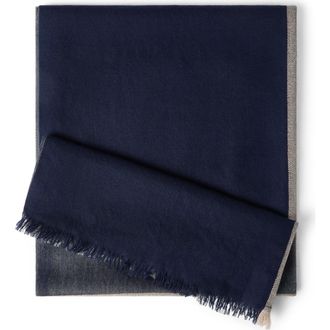 Brunello Cucinelli Cashmere and silk color block scarf in Marine at Nordstrom