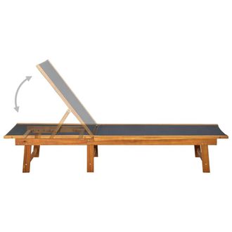 Berkfield Home Sun Lounger Solid Acacia Wood & Textilene in Brown