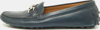 Ferragamo Blue Leather Gancini Loafers