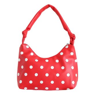 Generic Cymwer Polka Dot Hobo Bag Soft PU Leather Shoulder Handbag Satchel for Women (Red)
