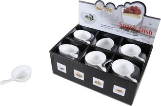 Trade Shop Trade Shop - 24pz Piatto Ciotole Cucchiaio Per Antipasti In Porcellana Aperitivo Snack 151684