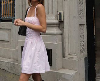Lusana Jordin Poplin Mini Dress In Petal Pink