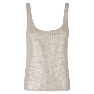 Giuseppe Di Morabito Tule top met kristallen versiering - Dames - Tops - Beige - Maat: XS Zijde