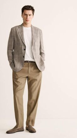 Mango Giacca slim-fit quadri principe di galles grigio visone - Uomo - 48 - MANGO MAN