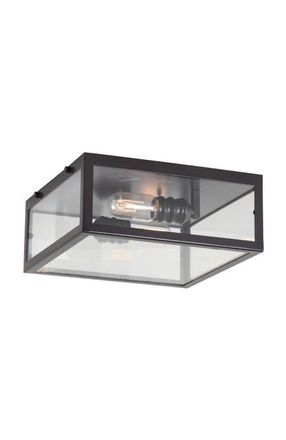 Jonathan Y Designs Grayson 2-Light Bohemian Farmhouse Iron/Glass LED Flush Mount in Oil Rubbed Bronze /Clear at Nordstrom