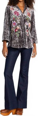Johnny Was Womens Kimono Sleeve Shirt In Grey Multi