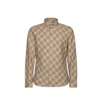 Burberry Beige Cotton Pattern Mens Shirt