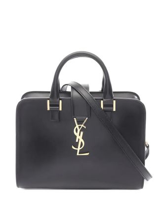 Saint Laurent 2010s Baby Cabas monogram leather tote bag - Zwart