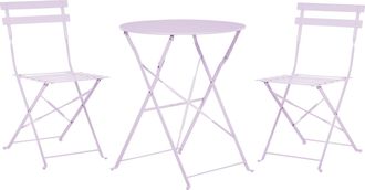 Beliani Conjunto De Balc&oacute;n De Metal Violeta Mesa Redonda Sillas De Acero Exterior Fiori