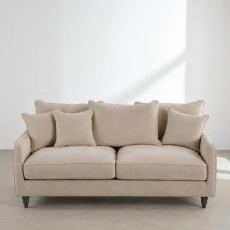 Maisons du monde Sof&aacute; cama de 3 plazas de tejido de poli&eacute;ster beige