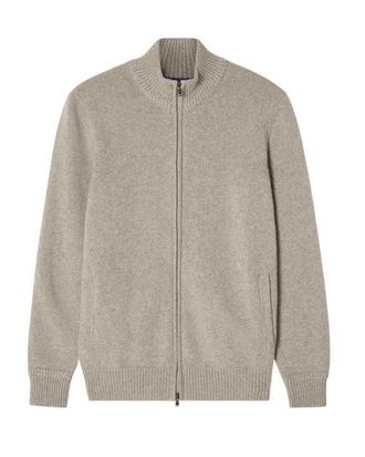 Robert Talbott Graham Cashmere Blend Full Zip Sweater in Natural at Nordstrom, Size Xxx-Large