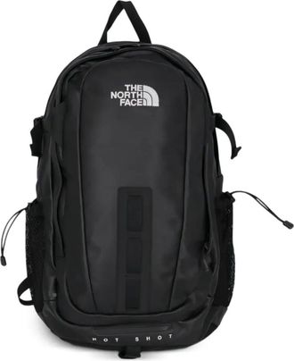 The North Face logo-embroidery leather backpack - Zwart