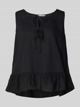 Tom Tailor Denim Regular Fit Blusentop aus Viskose-Leinen-Mix in Black, Gr&ouml;&szlig;e M