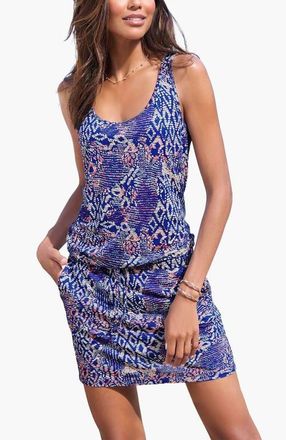 Lascana Womens Patterned Tank Dress in Blue Multi at Nordstrom, Size 12