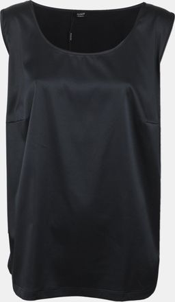Basler Dark Navy Satin Sleeveless Top