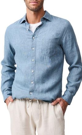 Rodd & Gunn Coromandel Button-Up Linen Shirt in Sea Stone at Nordstrom, Size X-Large