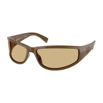 Miu Miu Onregelmatige Wraparound Zonnebril - Dames - Accessoires - Bruin - Maat: 69 MM