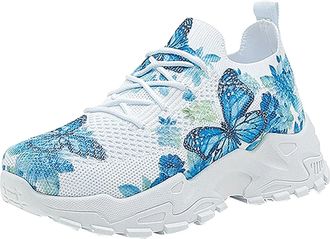 Generic Womens Arch Support Walking Trainers Women Wide Fit Slip on Sneakers New Thick Bottom Breathable Comfortable Leisure Lightweight Soft Sole Sports Casu