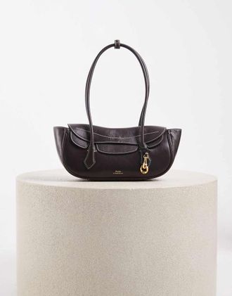 Polo Ralph Lauren piccola borsa a spalla con patta ripiegata marrone scuro