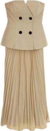 Self Portrait Midi Kleedjes - Dames - Casual kleedjes - Beige - 2XS - Kleedjes