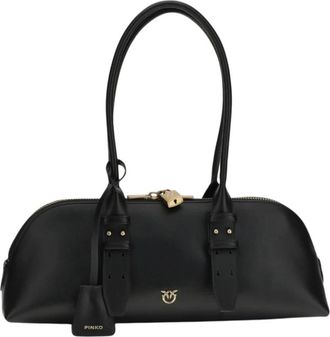 Pinko Bowling Horizontal Big Handbag - Dames - Schoudertassen - Zwart - ONE Size - Leer - Tassen