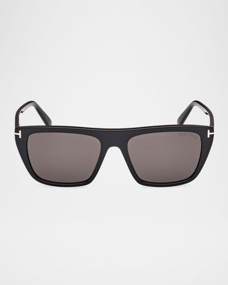 Tom Ford Men & apos;s Aslan Acetate Rectangle Sunglasses