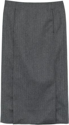 Entire studios Tailored Midi Rok - Dames - Midirokken - Grijs - XS - Wol - Rokken
