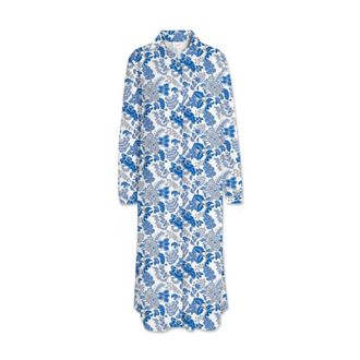 MC2 Saint Barth Maxi overhemdjurk met zakken - Dames - Shirt Kleedjes - Blauw - Xs/S - Katoen - Kleedjes
