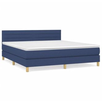 vidaXL Cama Box Spring Con Colch&oacute;n Tela Azul 160x200 Cm Vidaxl