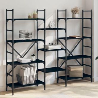 vidaXL Libreria Nera 160x28,5x136,5 cm in Legno Multistrato - Vidaxl
