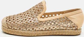 Stuart Weitzman Metallic Gold Leather Espadrille Flat