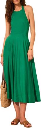 Mint Velvet Linen Blend Halter Midi Dress in Green at Nordstrom, Size 10