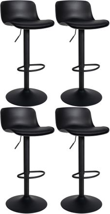 Clp Set De 4 Taburetes De Bar Almada Con Asiento En Polipiel Negro