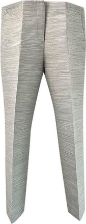 Celine Grey Marl Wool Cropped Crease-Front Trousers Size L