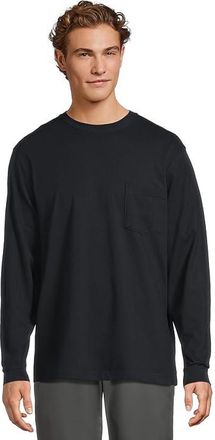 L.L.Bean Carefree Unshrinkable T-Shirts With Pocket Traditional Fit Long-sleeve Mens T Shirt Navy Blue : 3XL, Cotton