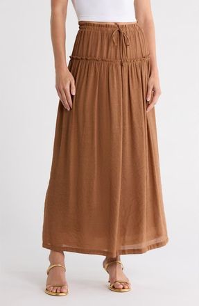 Bobeau Ruffle Edge Maxi Skirt in Dark Bronze at Nordstrom Rack, Size X-Large