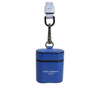 Dolce & Gabbana Leren AirPods-hoesje met logoband - Dames - Accessoires - Blauw - Maat: ONE Size Leer