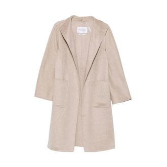 Max Mara Mantel met ceintuur - Dames - Mantels - Beige - Maat: M Zijde